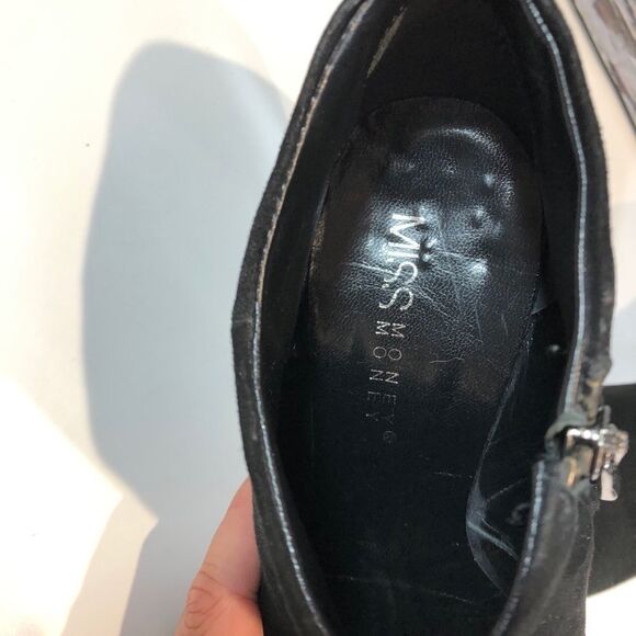 𝅺vero Cuoio Black Suede Ankle Boots Booties Stilettos Platform 37 size 6.5 - Picture 5 of 7